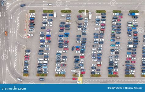 Aerial View of a Parking Lot with Many Cars Editorial Stock Photo - Image of asphalt, road ...