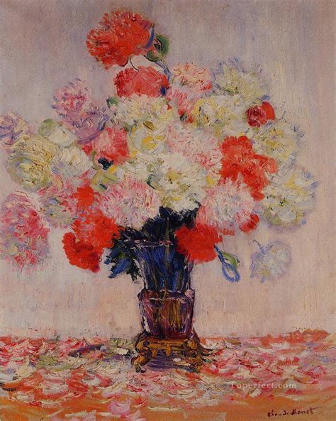 Vase of Peonies Claude Monet Impressionism Flowers Painting in Oil for Sale