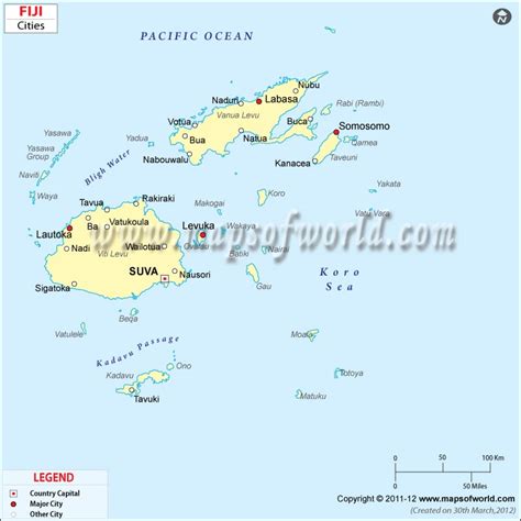 Cities in Fiji Map