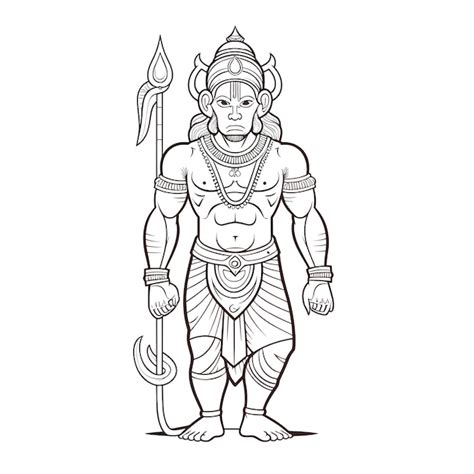 Premium Vector | Sketch hand drawn single line art coloring page line drawing lord hanuman day