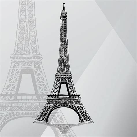 Hand-drawn Sketch Eiffel Tower Paris France – Modern Art