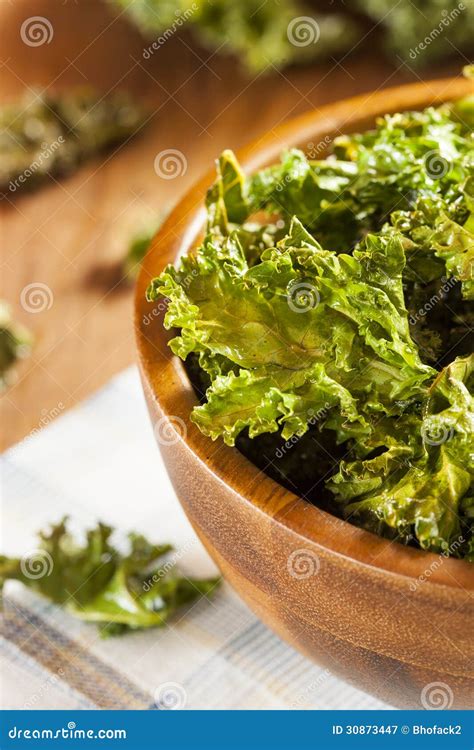 Homemade Organic Green Kale Chips Stock Image - Image of appetizer ...