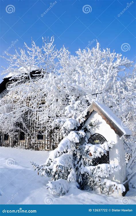 Snowy Farm stock photo. Image of building, landscape - 12637722