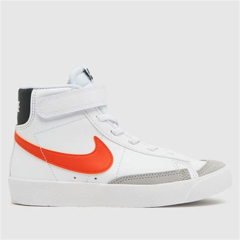 Kids Boys Junior White & Orange Nike Blazer Mid 77 Trainers | schuh