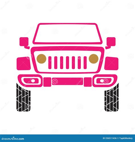 Offroad Pink Car Truck Cutout Style Silhouette Vector Template Stock ...