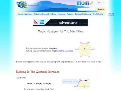 Magic Hexagon for Trig Identities - MathsLinks