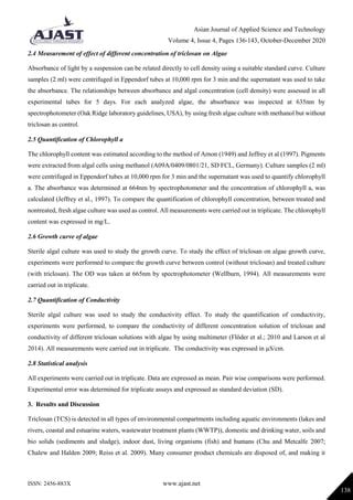 Triclosan Persistence in Environment and Its Potential Toxic Effects on Algae | PDF