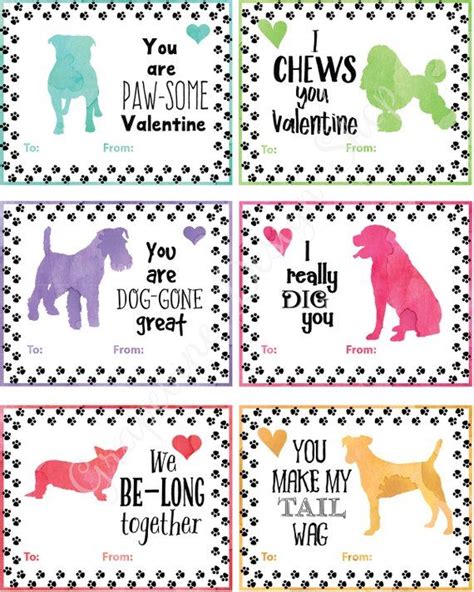 Valentines card. Dog Valentine Cards. Valentine's kids.Printable Valentines. 6 DIY Valentines D ...