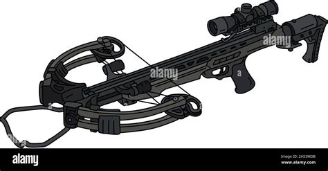 The vectorized hand drawing of a modern dark sport crossbow Stock ...