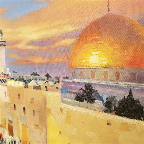 Jerusalem Painting Cityscape Canvas Print City Painting Temple Mount Urban Art Israel Painting ...