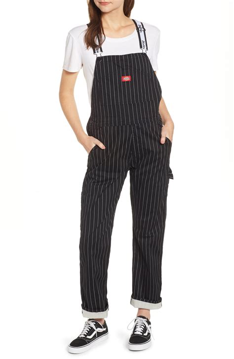 Dickies Pinstripe Stretch Twill Overalls In Black At Nordstrom Rack | Lyst