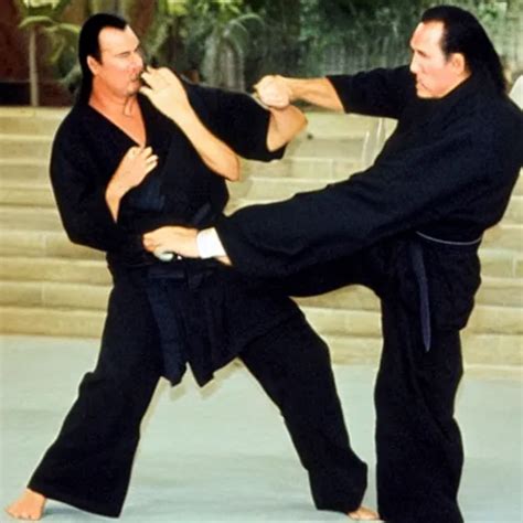 Steven seagal doing aikido on Chuck Norris and | Stable Diffusion