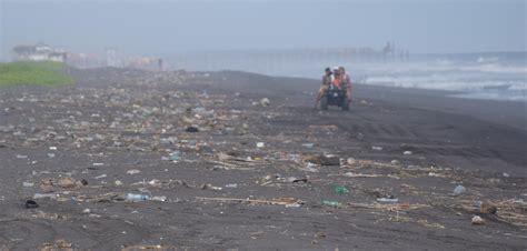 Plastic waste dominates the beaches of Puerto Quetzal, Guatemala. Nothing is being done, it only ...