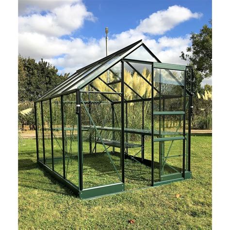 6 X 12 Premier Low Threshold Green Metal Frame Greenhouse | ShedsFirst