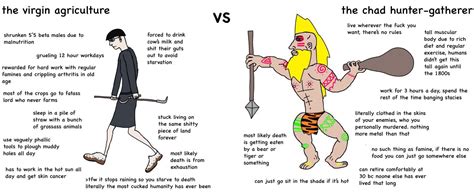 the virgin agriculture vs the chad hunter-gatherer anarcho-primitivism anprim | Anarcho ...