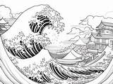 Tsunami Wave Coloring Page  sketch template
