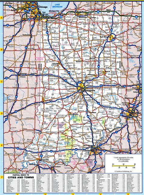 Map of Indiana roads and highways. Free printable road map of Indiana