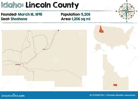 Map of Lincoln County in Idaho Stock Vector - Illustration of population, cartography: 223360750