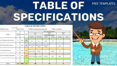 TABLE OF SPECIFICATIONS |PARTIALLY AUTOMATED |K-12| FREE TEMPLATE - YouTube