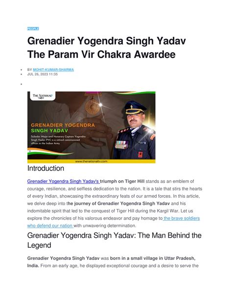 PPT - Grenadier Yogendra Singh Yadav The Param Vir Chakra Awardee PowerPoint Presentation - ID ...