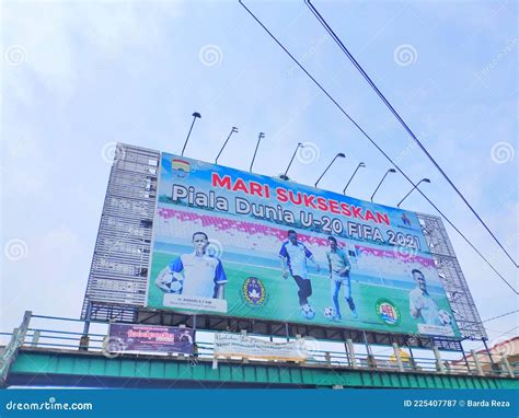 Billboard From Fifa 2021 On A Road Crossing Bridge. U-20 World Cup In Palembang, Indonesia ...