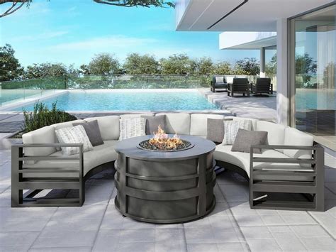 Palermo Curved Sectional Fire Pit Set in 2020 | Patio furniture fire ...