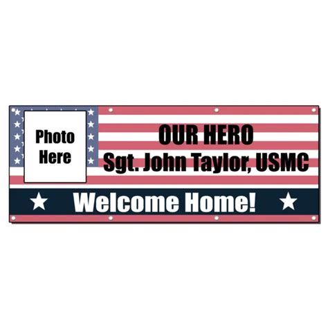 WELCOME HOME HERO Custom Name Military 13 Oz Vinyl Banner Sign With Grommets $29.99 - PicClick