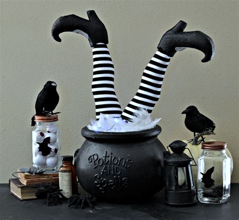 Easy DIY Witch Feet in Cauldron Halloween Decoration