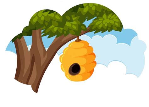 Colmena de abeja en el árbol | Vector Premium