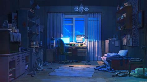 1536x864px | free download | HD wallpaper: anime, room, interior, dark ...