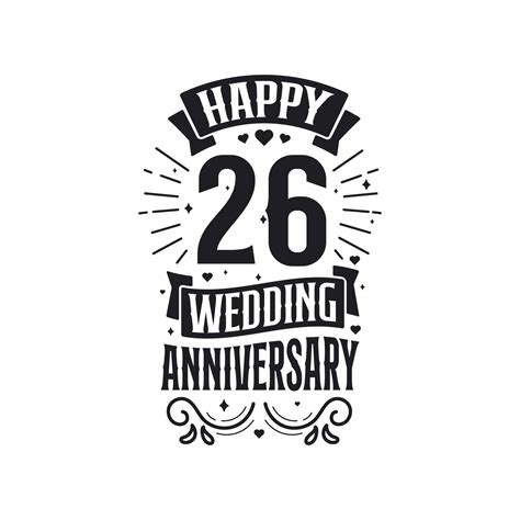 26 years anniversary celebration typography design. Happy 26th wedding ...