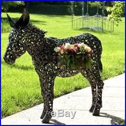 Large Metal Donkey Sculpture Outdoor Statue withFlower Planter Yard Lawn Decor