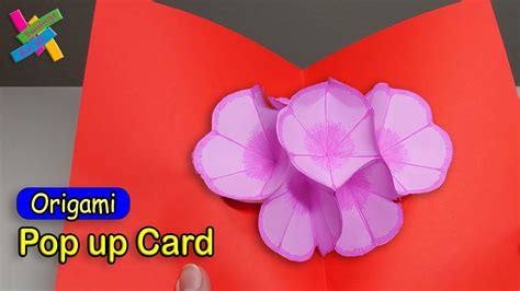 Origami POP UP CARD | How to fold paper flowers popup card | DIY | How to make | Fold Tutorial ...