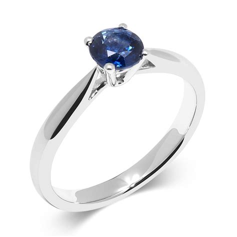 18ct White Gold Sapphire Solitaire Ring | Pravins Jewellers