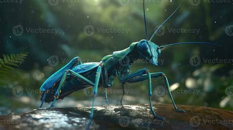 blue mantis adventurer, digital art illustration, 23431771 Stock Photo at Vecteezy