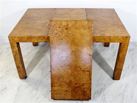 Mid-Century Modern Burl Wood Dining Table with 2 Leaves by Milo Baughman, 1970s at 1stDibs