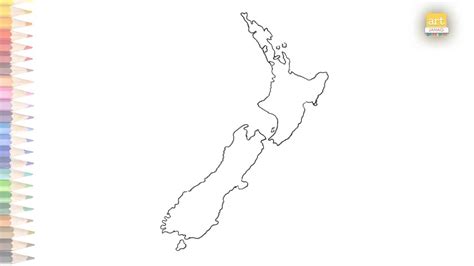 Map of New Zealand outline drawing | How to draw New Zealand Map ...