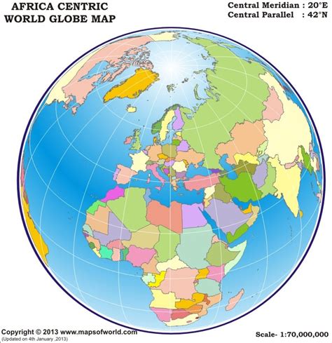 World Globe Map - Africa Centric