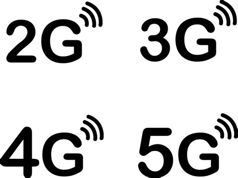 5G, 4G, 3G, 2G vector symbol set isolated on white background. New ...