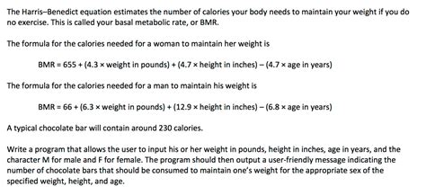 Solved The Harris-Benedict equation estimates the number of | Chegg.com
