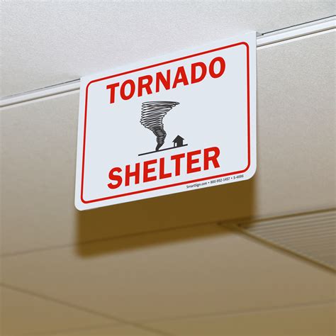 Tornado Shelter Signs with Symbols, Ceiling Signs, SKU: S-4696