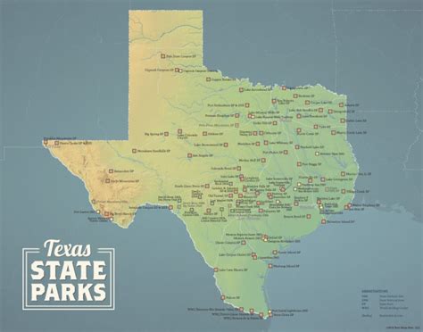 Texas State Parks Map 11x14 Print | Etsy