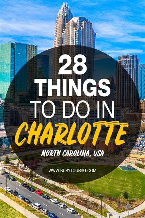 charlotte, north carolina with the words 28 things to do in charlotte