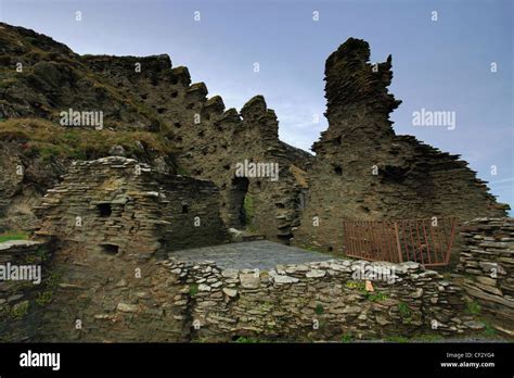 Ruins of Tintagel Castle, Tintagel town, Cornwall County, England, UK ...