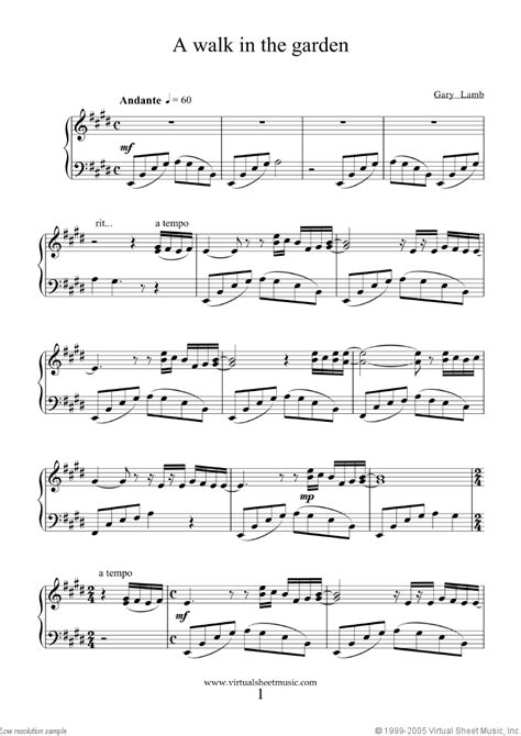 A Walk In The Garden sheet music for piano solo (PDF-interactive)