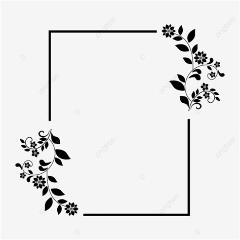 Simple Rustic Flower Border Decoration Black And White Model, Black And ...