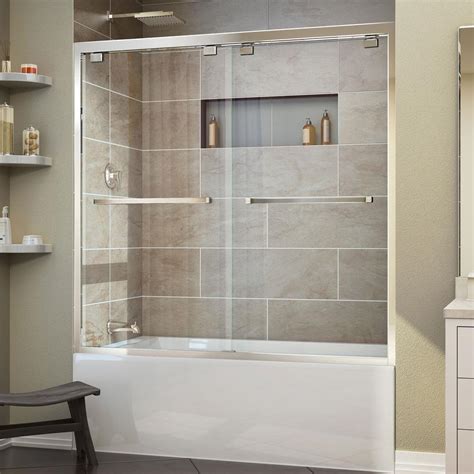 DreamLine Encore 56 in. to 60 in. x 58 in. Framed Bypass Tub Door in Chrome-SHDR-1660580-01 ...