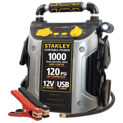 Stanley 1000 Peak Amp Portable Car Jump Starter with Compressor J5C09 - The Home Depot