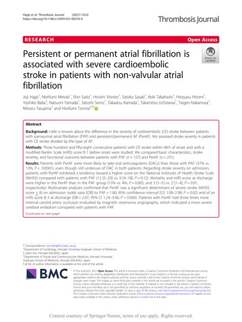 (PDF) Persistent or permanent atrial fibrillation is associated with severe cardioembolic stroke ...