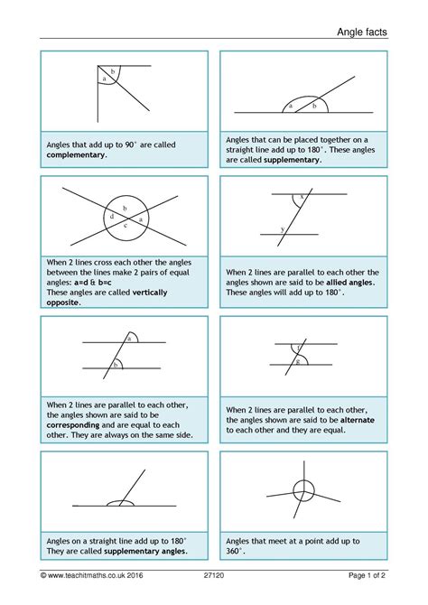 Angle facts | Angles worksheet, Basic math skills, Gcse math